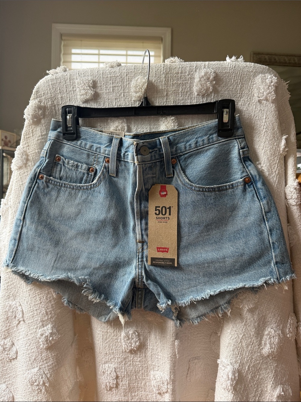Levi's Light Blue 501 Cutoff Denim Shorts
